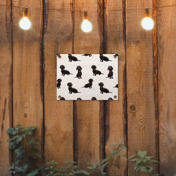 Hond - Patroon - Zwart tuinposter los doek klein 239 -sfeer1