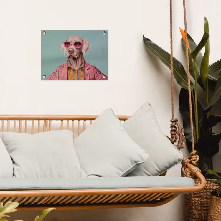 Hond - Overhemd - Bloemen - Bril tuinposter los doek klein -sfeer7