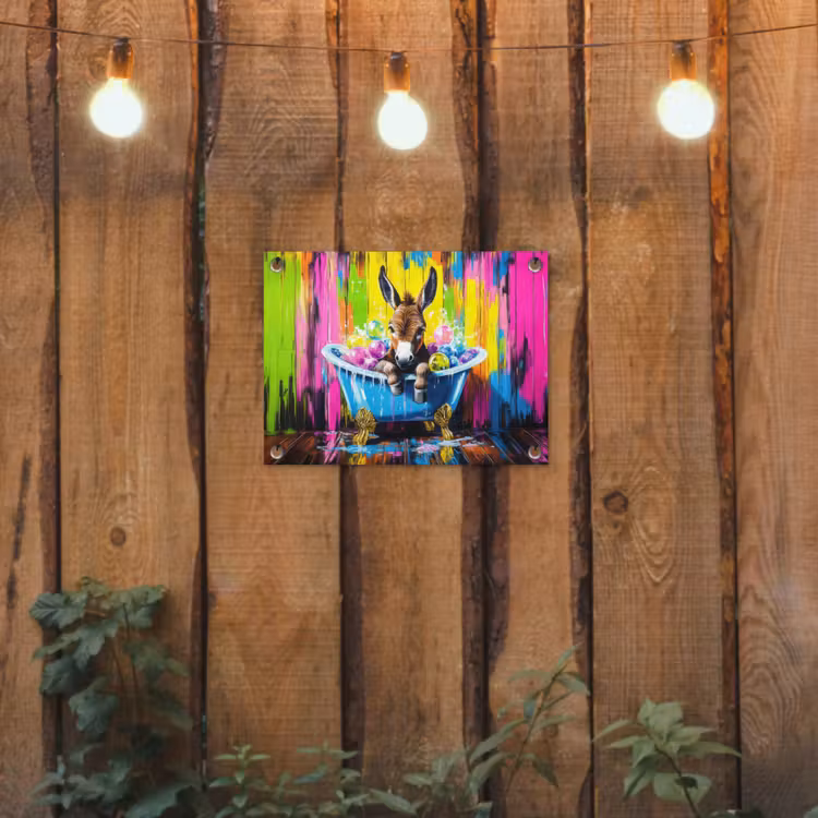 Ezel - Badkuip - Roze - Schuim tuinposter los doek klein -sfeer1