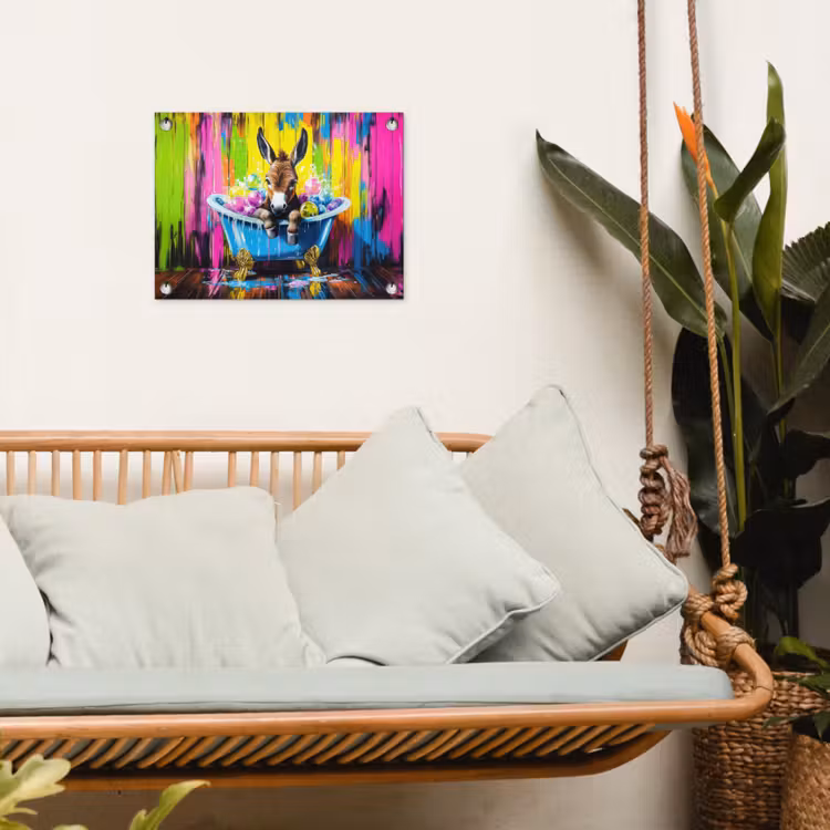 Ezel - Badkuip - Roze - Schuim tuinposter los doek klein -sfeer7