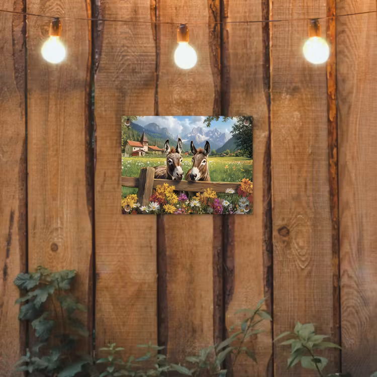 Ezels - Bloemen - Zomers tuinposter los doek klein -sfeer1