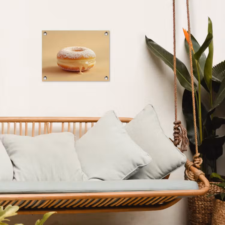 Donut - Romig - Poedersuiker - Beige tuinposter los doek klein -sfeer7