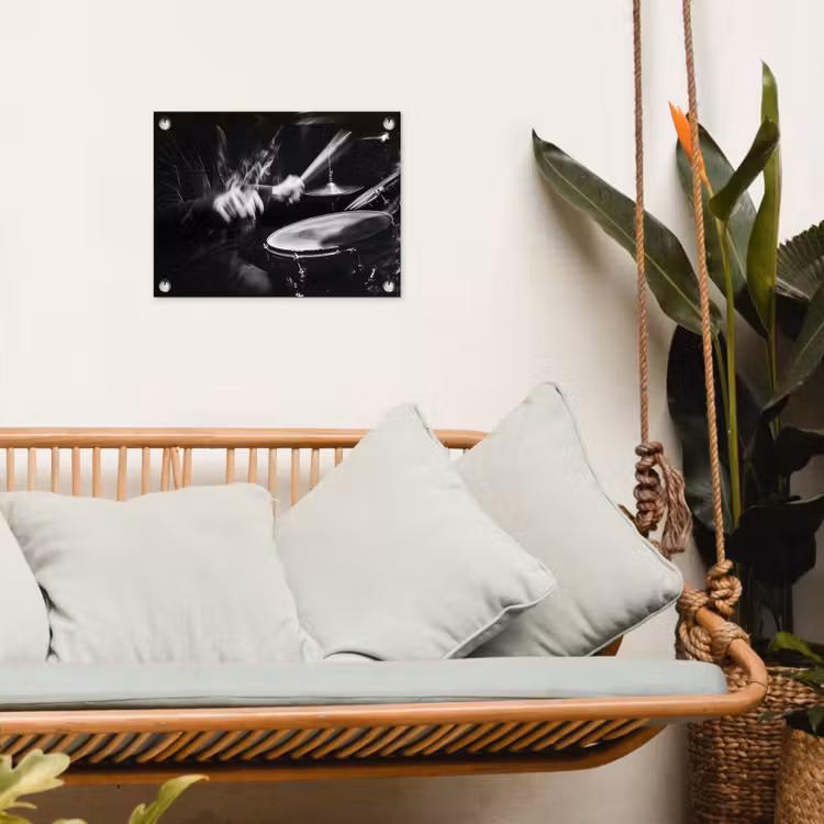 Drummer - Zwart - Drumstel tuinposter los doek klein -sfeer7
