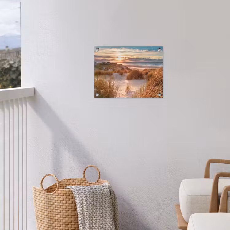 Duin - Planten - Zonsondergang - Strand - Zee tuinposter los doek klein -sfeer8