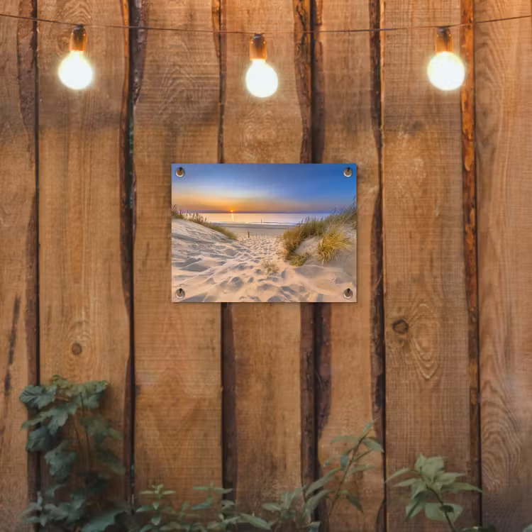Duin - Zonsondergang - Horizon - Strand - Gras tuinposter los doek klein -sfeer1