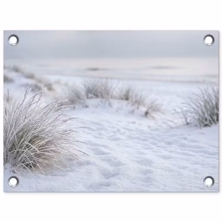 Duinen - Sneeuw - Strand - Winter - Serene tuinposter los doek klein -3d