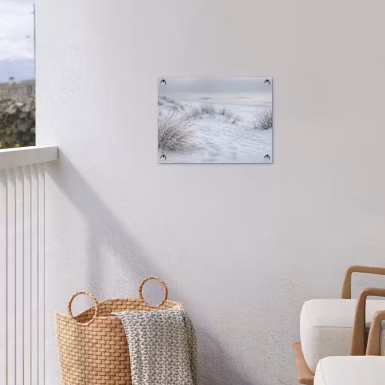 Duinen - Sneeuw - Strand - Winter - Serene tuinposter los doek klein -sfeer8