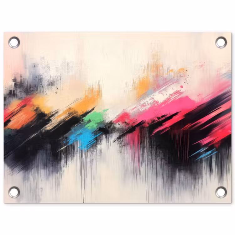 Dynamisch - Abstract - Kleurrijk - Zwart tuinposter los doek klein -3d