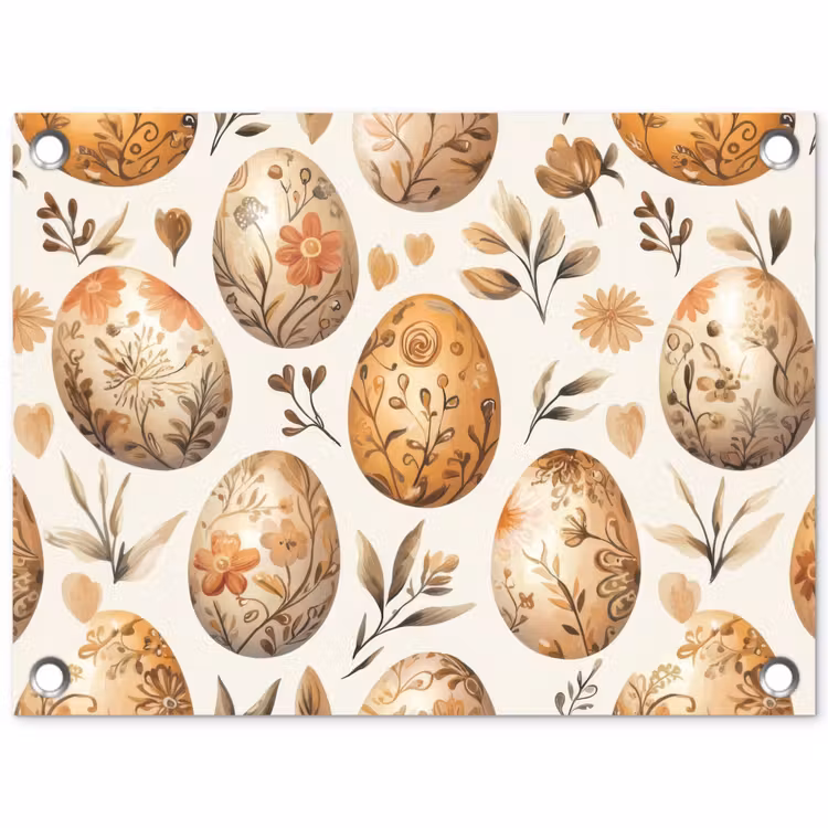 Paaseieren - Bruin - Bloemen tuinposter los doek klein -3d