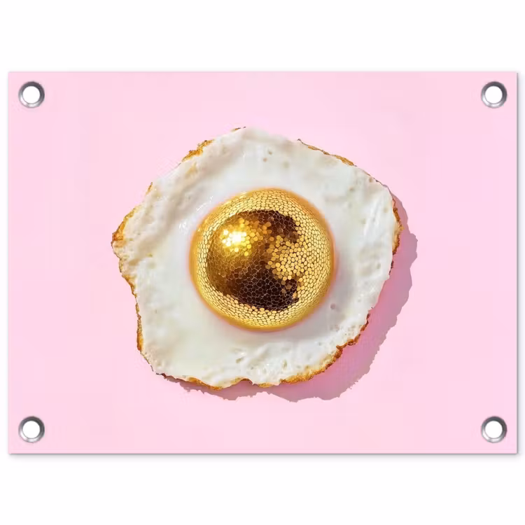 Ei - Disco - Ontbijt - Glitter tuinposter los doek klein -3d
