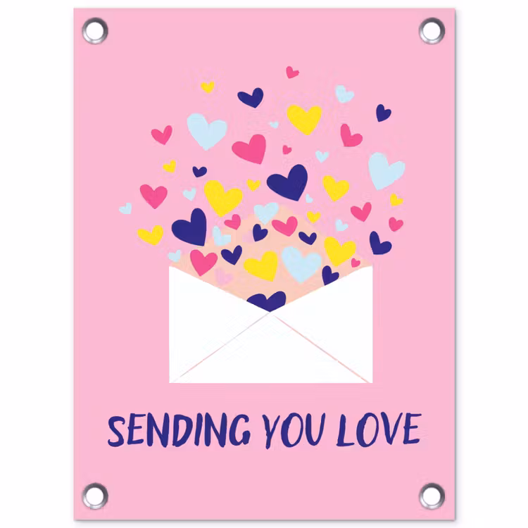 Envelop - Love - Hartjes - Valentijn tuinposter los doek klein -3d