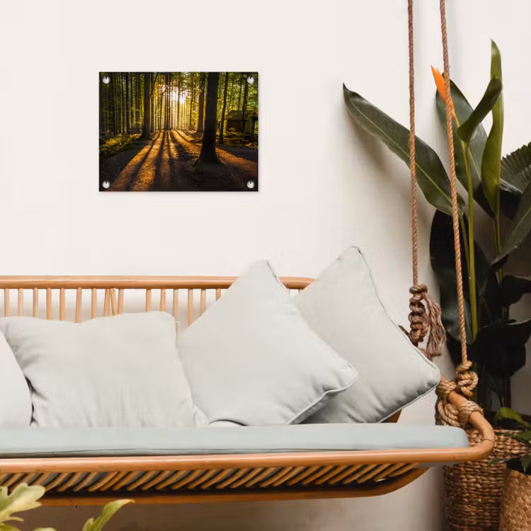Avondlicht in het bos tuinposter los doek klein -sfeer7