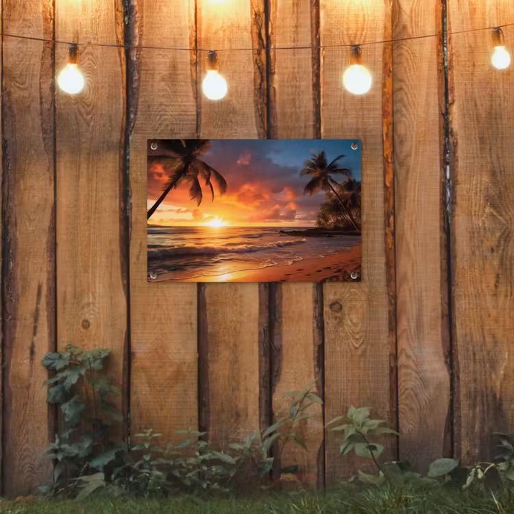Avondrood aan Zee tuinposter los doek klein -sfeer1