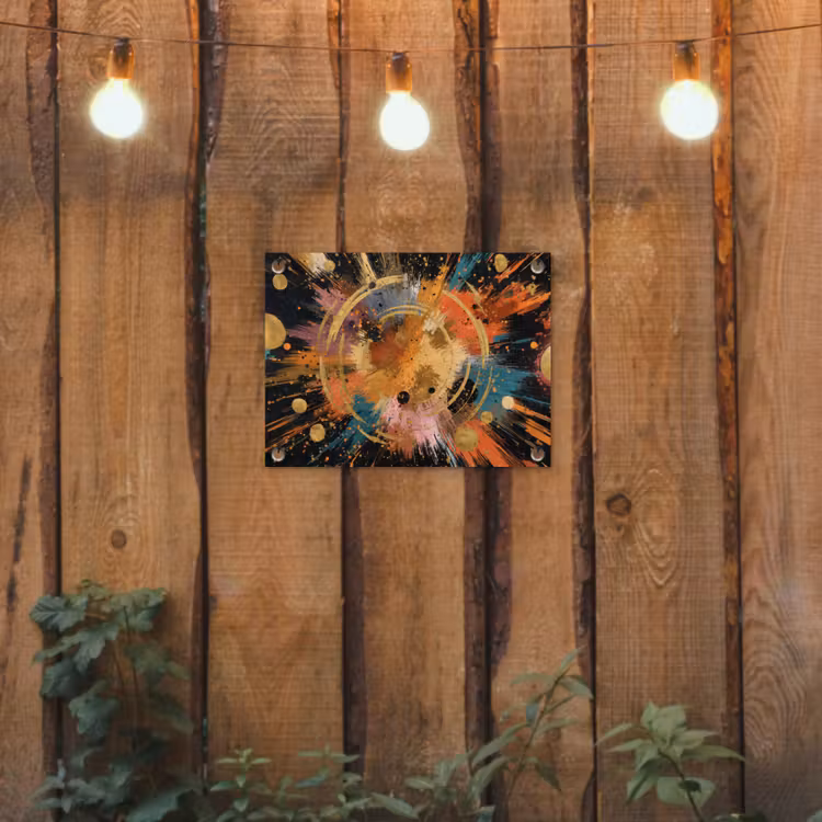 Explosie - Verfstructuur - Goud - Abstract tuinposter los doek klein -sfeer1