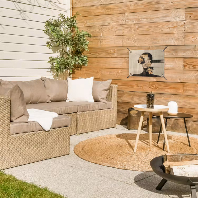 Gezicht - Bloemen - Zwart - Vrouw tuinposter los doek klein -sfeer4