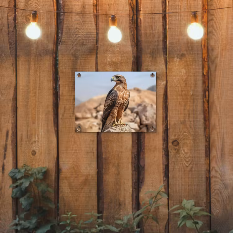 Valk - Vogel - Rots - Macht tuinposter los doek klein -sfeer1