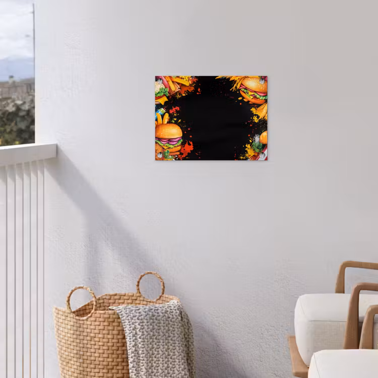 Fastfood - Graffiti - Hamburger - Eten - Modern tuinposter los doek klein -sfeer8
