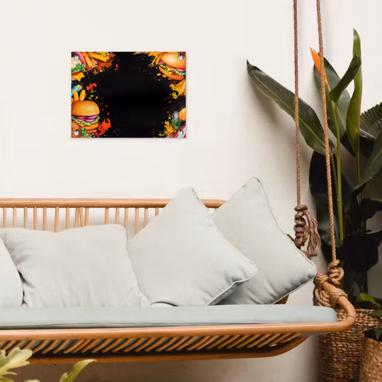 Fastfood - Graffiti - Hamburger - Eten - Modern tuinposter los doek klein -sfeer7
