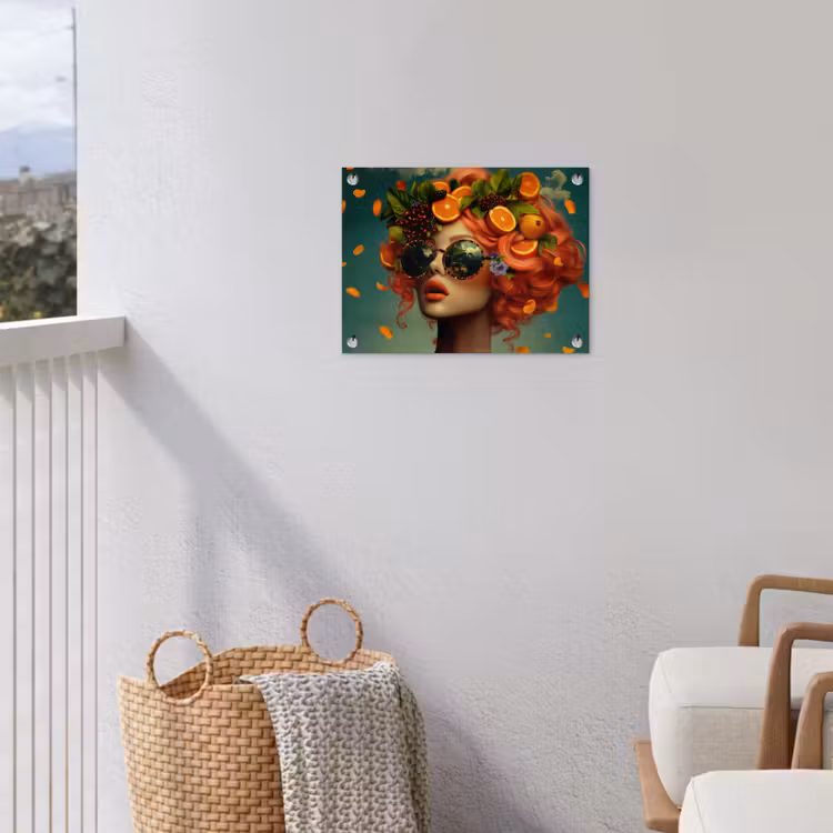 Vrouw - Sinaasappel - Bessen - Oranje tuinposter los doek klein -sfeer8