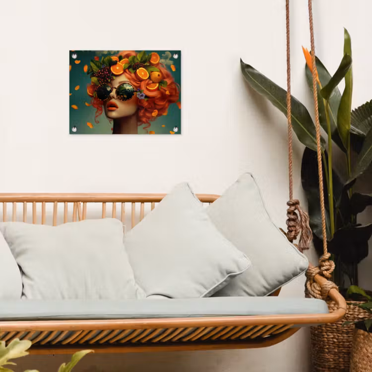 Vrouw - Sinaasappel - Bessen - Oranje tuinposter los doek klein -sfeer7