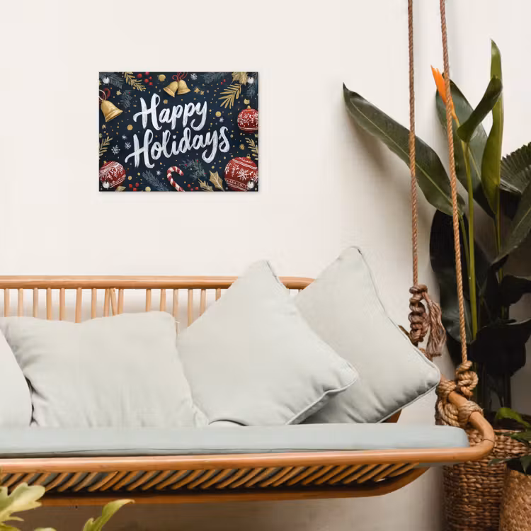 Feestelijk - Kerstgroet - Kleurrijk tuinposter los doek klein -sfeer7