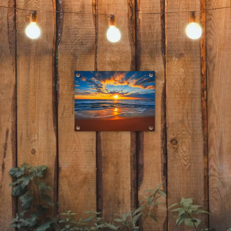 Vurige Zonsopgang aan Zee tuinposter los doek klein -sfeer1