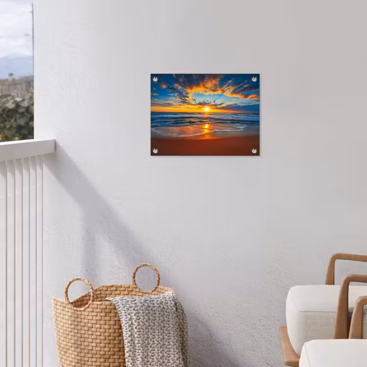 Vurige Zonsopgang aan Zee tuinposter los doek klein -sfeer8