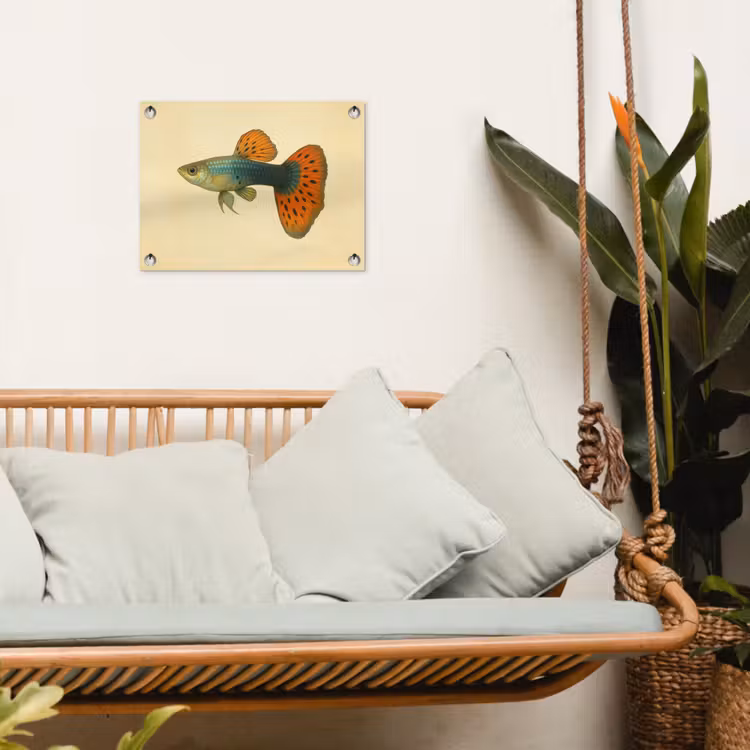 Vis - illustratie - Stippen - Oranje tuinposter los doek klein -sfeer7