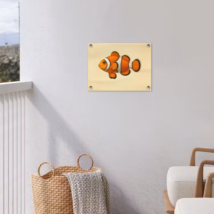 Vis - Oranje - Strepen tuinposter los doek klein -sfeer8