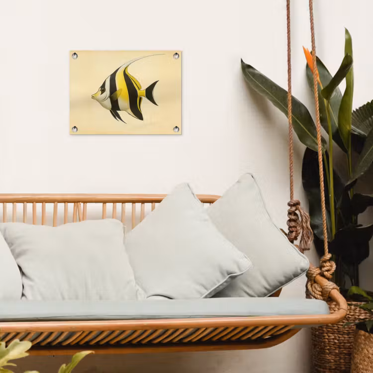 Vis - Sierlijk - Rugvin - Geel tuinposter los doek klein -sfeer7