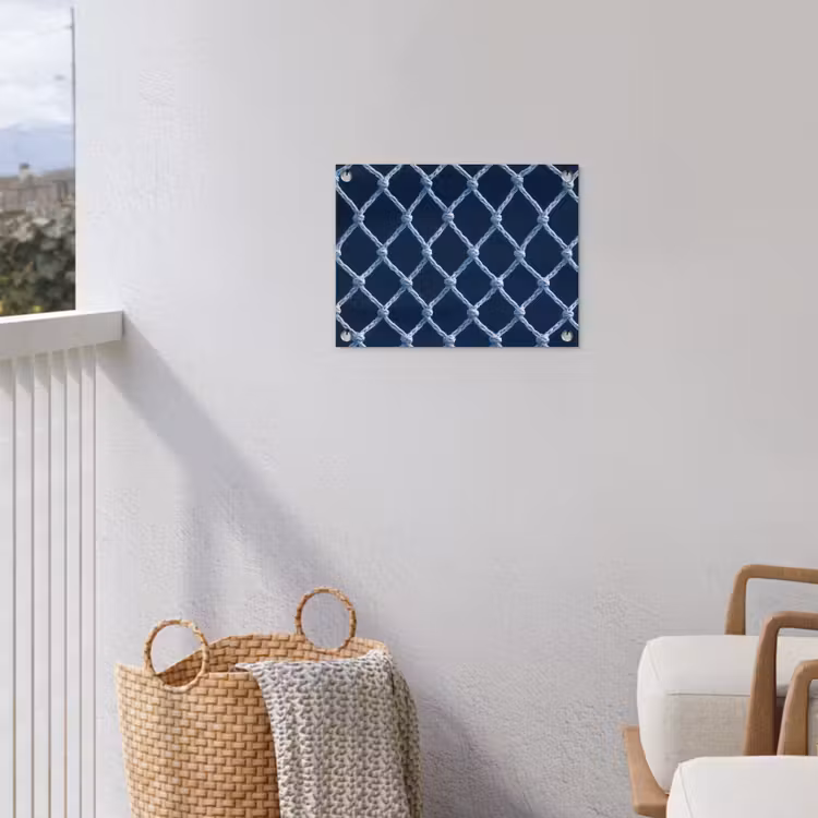 Visnet - Touw - Patroon - Marineblauw tuinposter los doek klein 239 -sfeer8