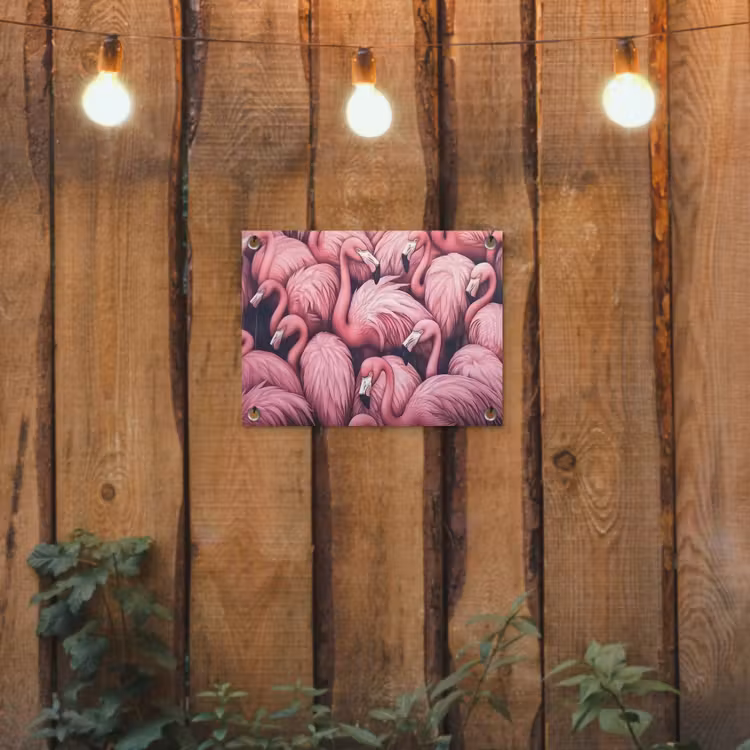 Flamingo - Roze - Dieren tuinposter los doek klein -sfeer1