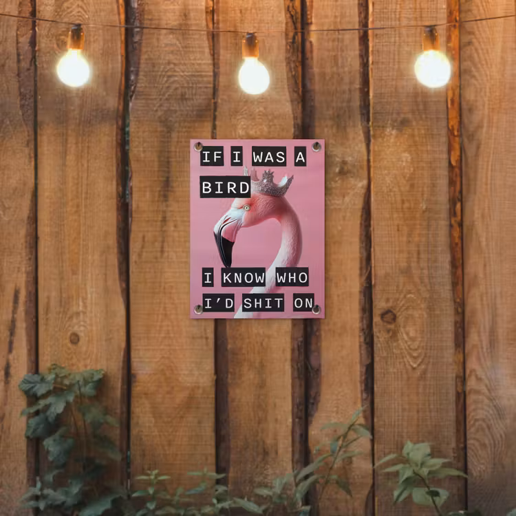 Flamingo - Roze - Vogel - Decoratie tuinposter los doek klein -sfeer1