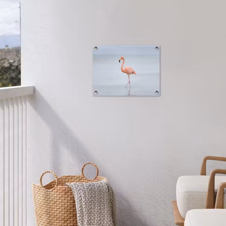 Flamingo - Zee - Roze tuinposter los doek klein -sfeer8