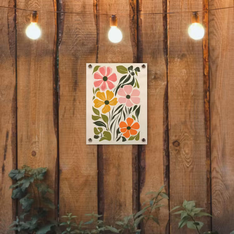 Bloemen - Speels - Kleurrijk tuinposter los doek klein -sfeer1