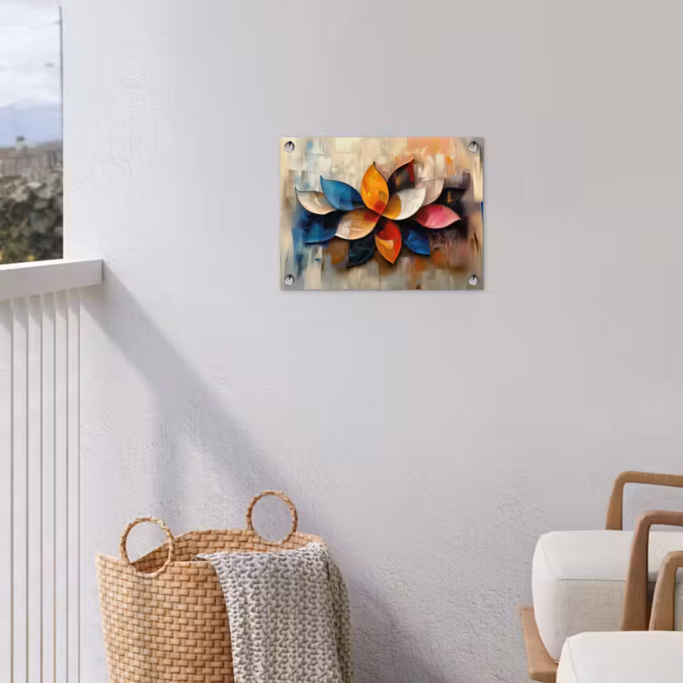 Bloem - Abstract - Kleurrijk - Bladeren tuinposter los doek klein -sfeer8