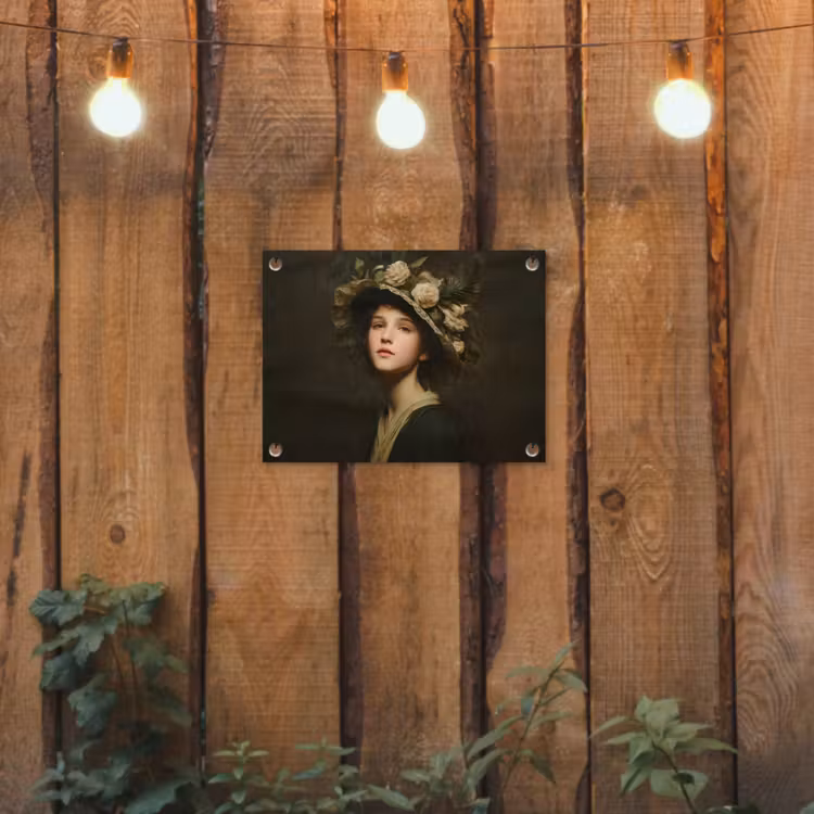 Bloemenhoed - Portret - Vrouw tuinposter los doek klein -sfeer1