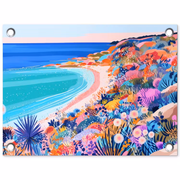 Bloemenweide - Zee - Zomers tuinposter los doek klein -3d