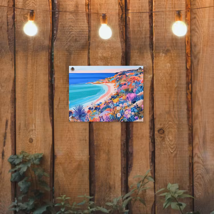 Bloemenweide - Zee - Zomers tuinposter los doek klein -sfeer1