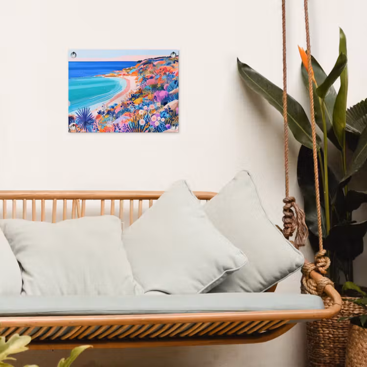 Bloemenweide - Zee - Zomers tuinposter los doek klein -sfeer7