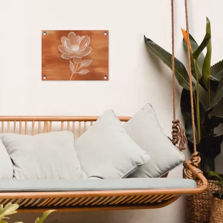 Bloem - Minimalistisch - Wit tuinposter los doek klein -sfeer7