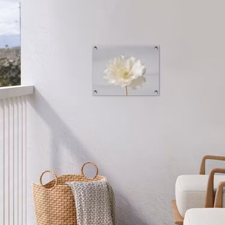 Bloem - Minimalistisch -Wit tuinposter los doek klein -sfeer8