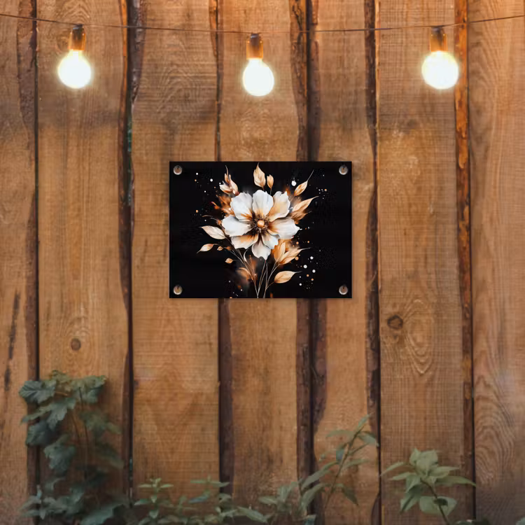 Bloem - Verf - Goud - Graffiti - Modern tuinposter los doek klein -sfeer1