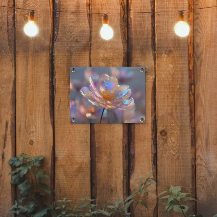 Bloem - Transparant - Pastelkleuren - Druppels tuinposter los doek klein -sfeer1