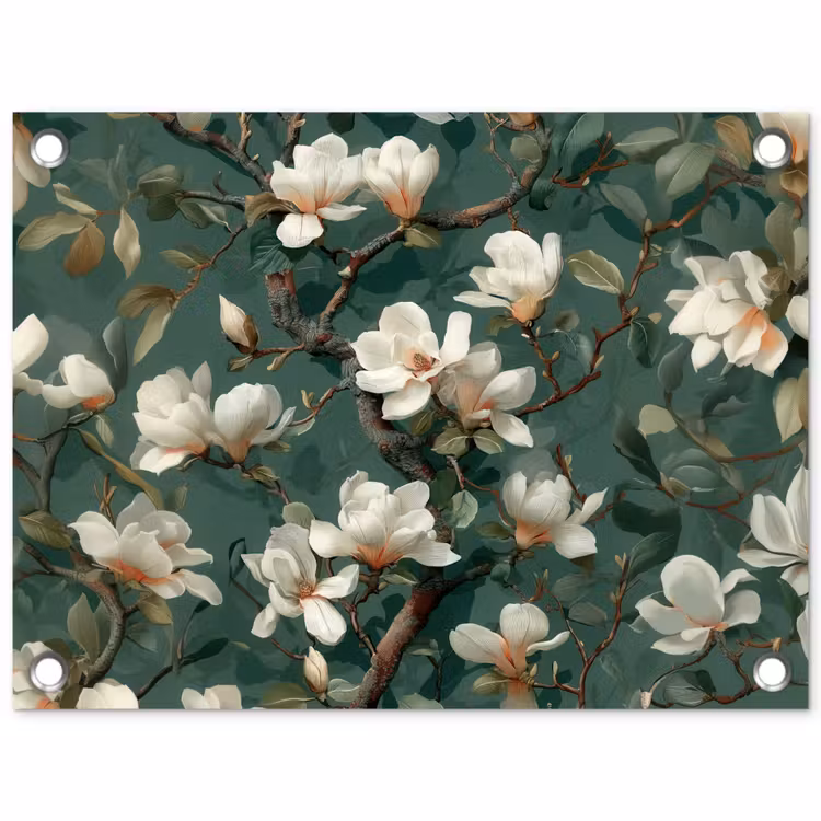 Bloemen - Takken - Wit - Klassiek tuinposter los doek klein -3d