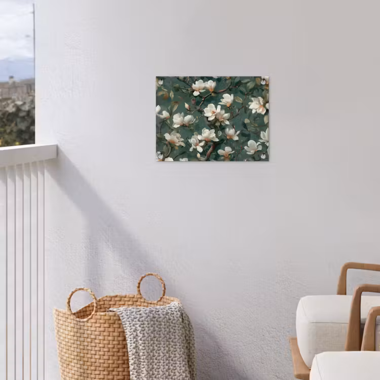 Bloemen - Takken - Wit - Klassiek tuinposter los doek klein -sfeer8