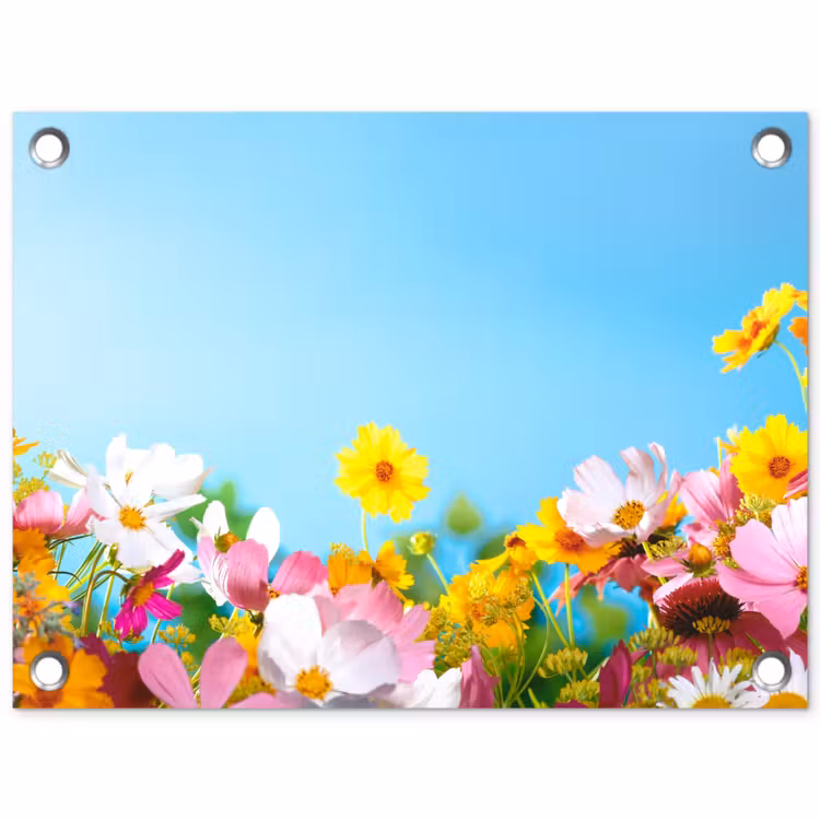 Bloemen - Kleurrijk - Blauw - Natuur tuinposter los doek klein -3d