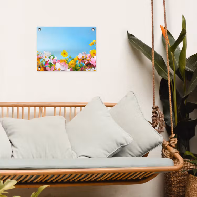 Bloemen - Kleurrijk - Blauw - Natuur tuinposter los doek klein -sfeer7