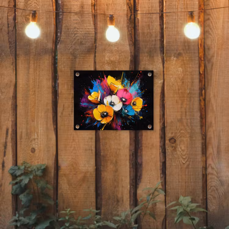 Bloemen - Kleurrijk - Graffiti - Modern - Boeket tuinposter los doek klein -sfeer1