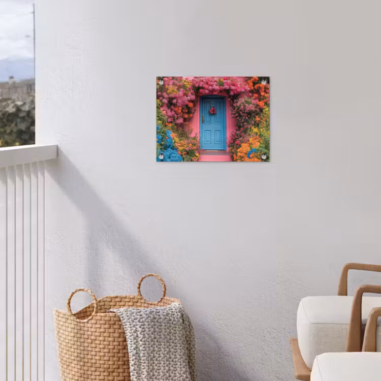 Bloemen - Deur - Roze tuinposter los doek klein -sfeer8